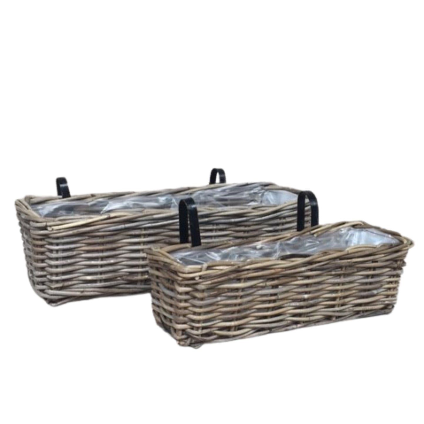 BALCONY BOX KOBOO GRAY WITH IRON HOOK SET OF 2 INCL PLASTIC LINING