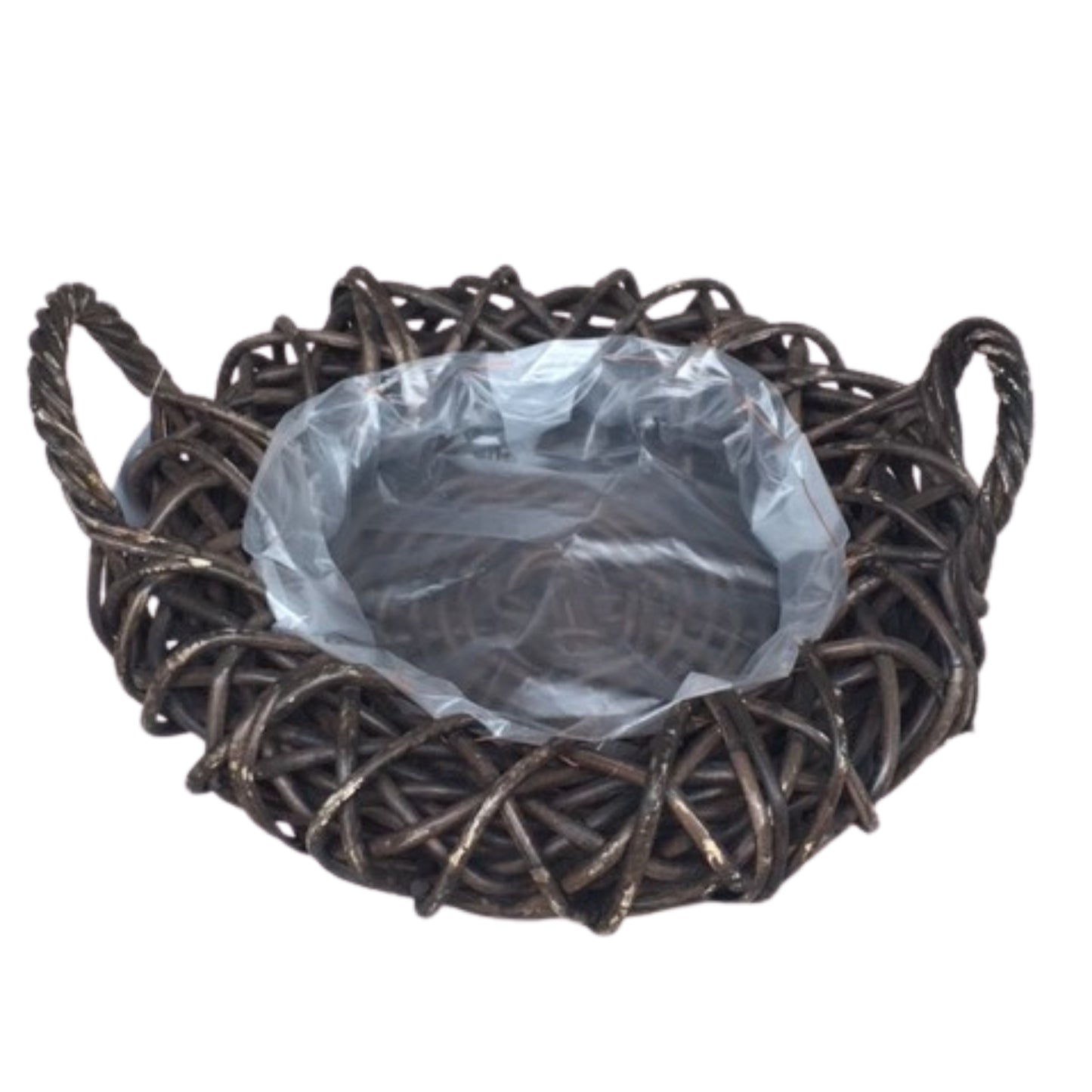 PLANT WREATH w/HANDLE CROCO RATTAN Ø.40 H.12cm INCL PLASTIC LINING