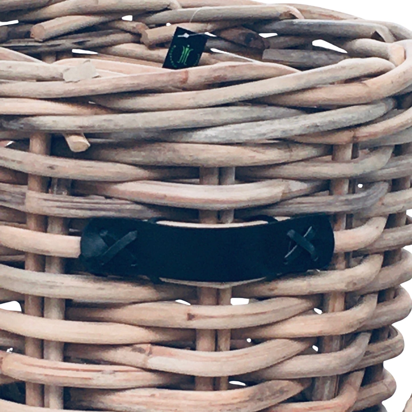 ROUND BASKET S/2 w/WHEELS & LEATHER HANDLE - CL - UNFINISHED