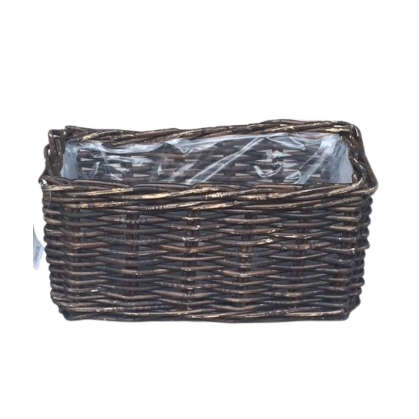 RECHTECKIGER PFLANZKÜBEL GROSS 40x20xH20cm KROKO RATTAN INKL. PLASTIKFOLIENEINLAGE