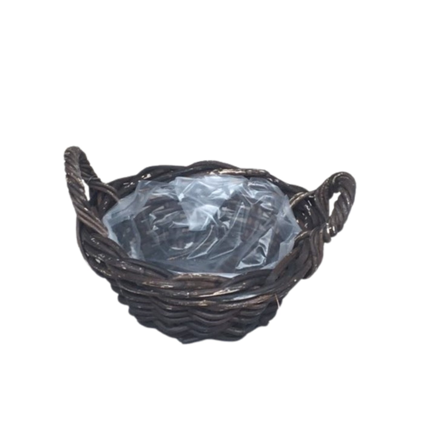 BOWL ROUND w/HANDLE CROCO RATTAN Ø.26 H.12cm INCL PLASTIC LINING
