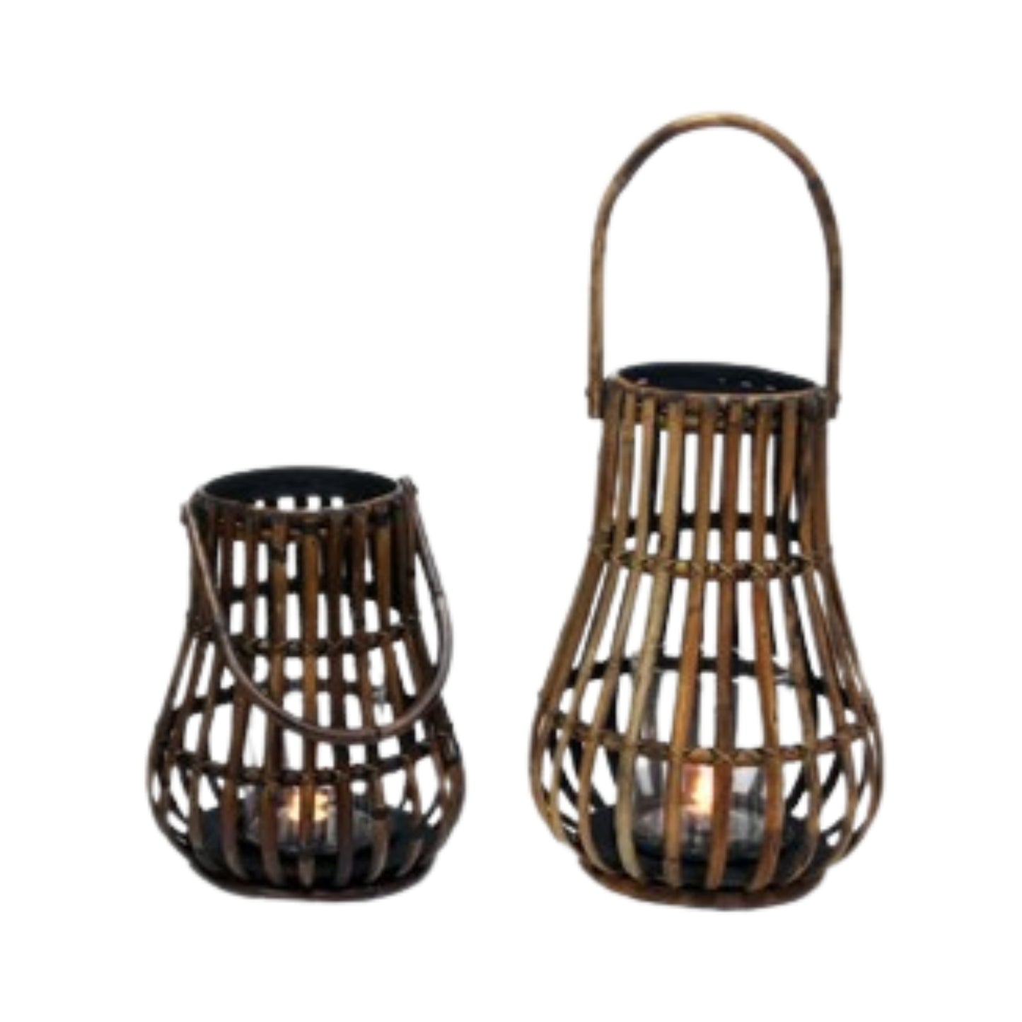 LANTERN + HANDLE LARGE CL SPLIT INCL. GLASS ANTIQ DARK GREY INSIDE