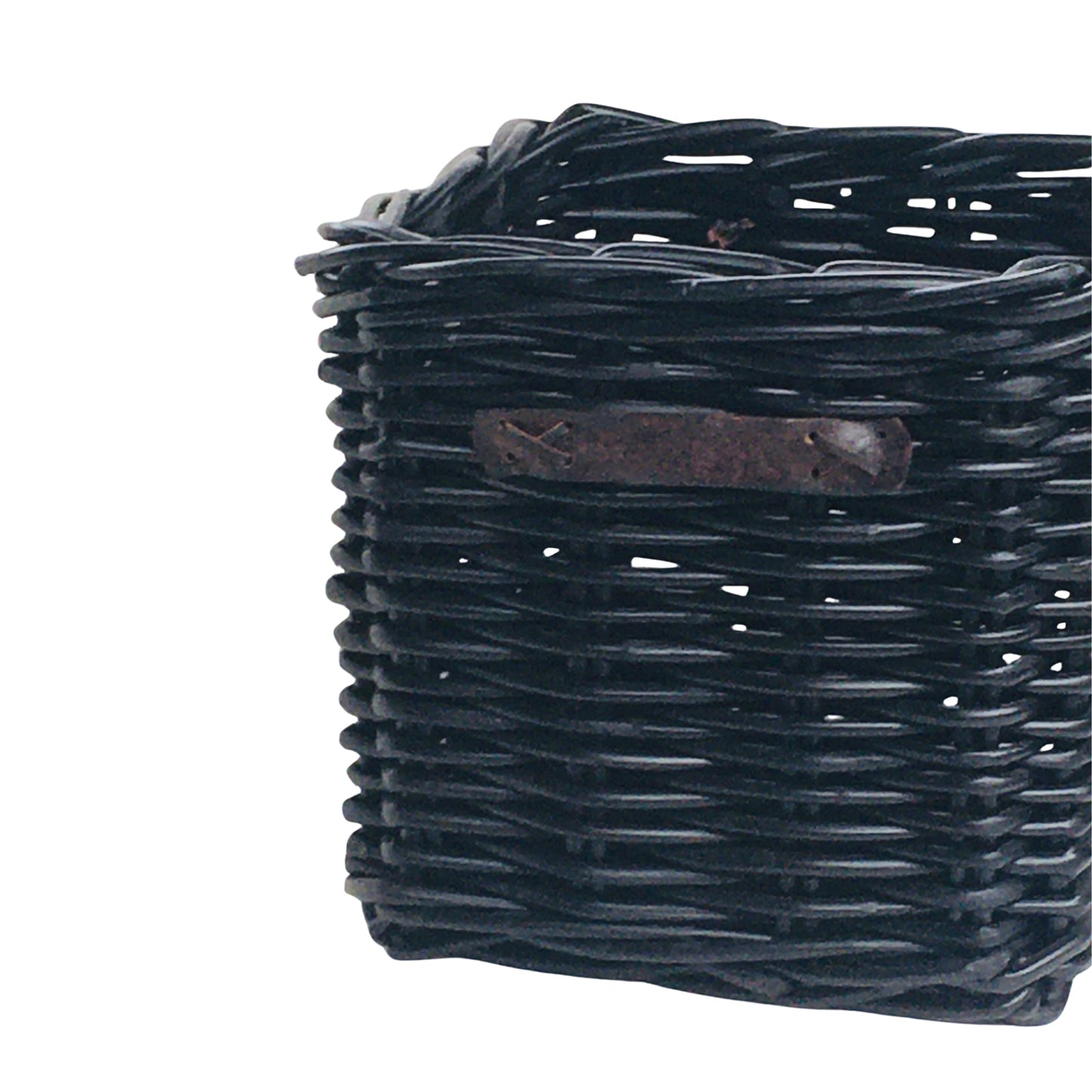QUADRATISCHER KORB S/2 mit LEDERGRIFF KL - SOLID BLACK