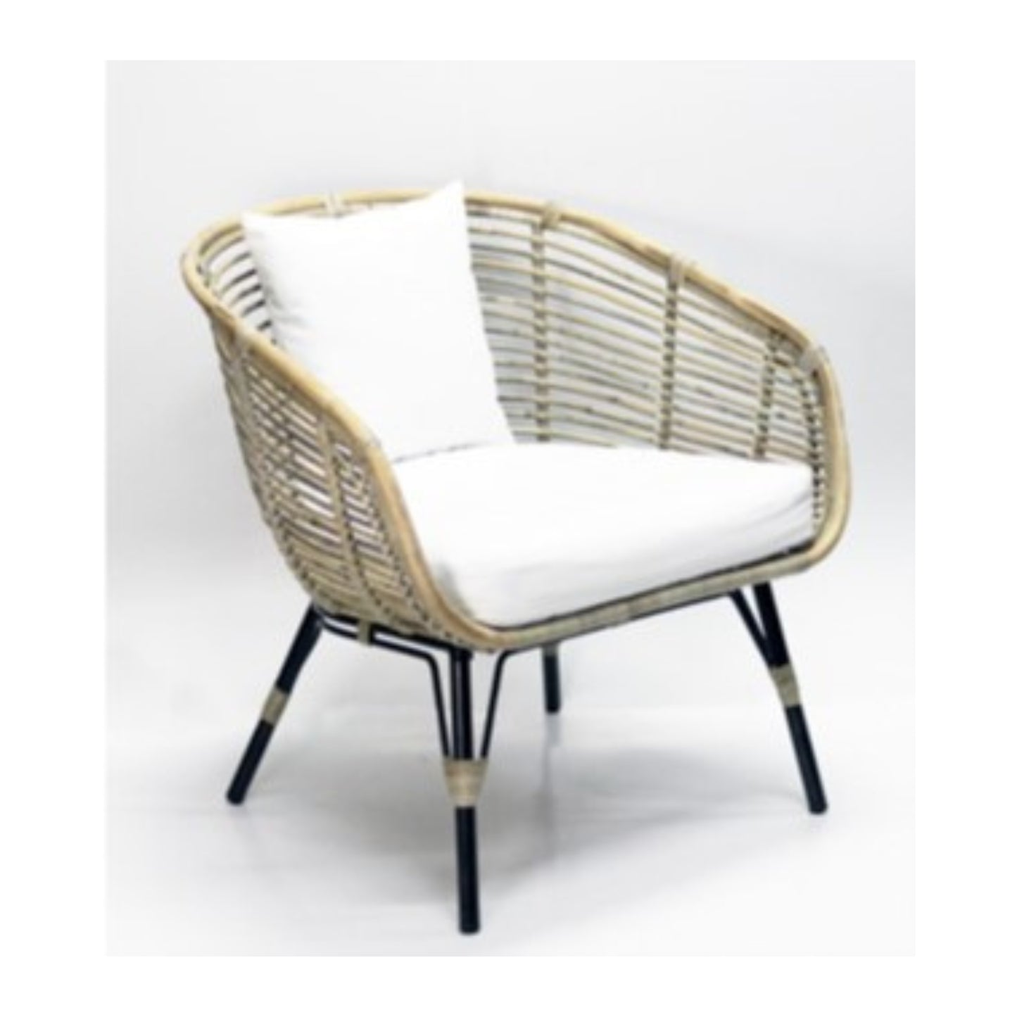 CHAIR RATTAN GREY INCL. CUSHION SEAT & BACK
