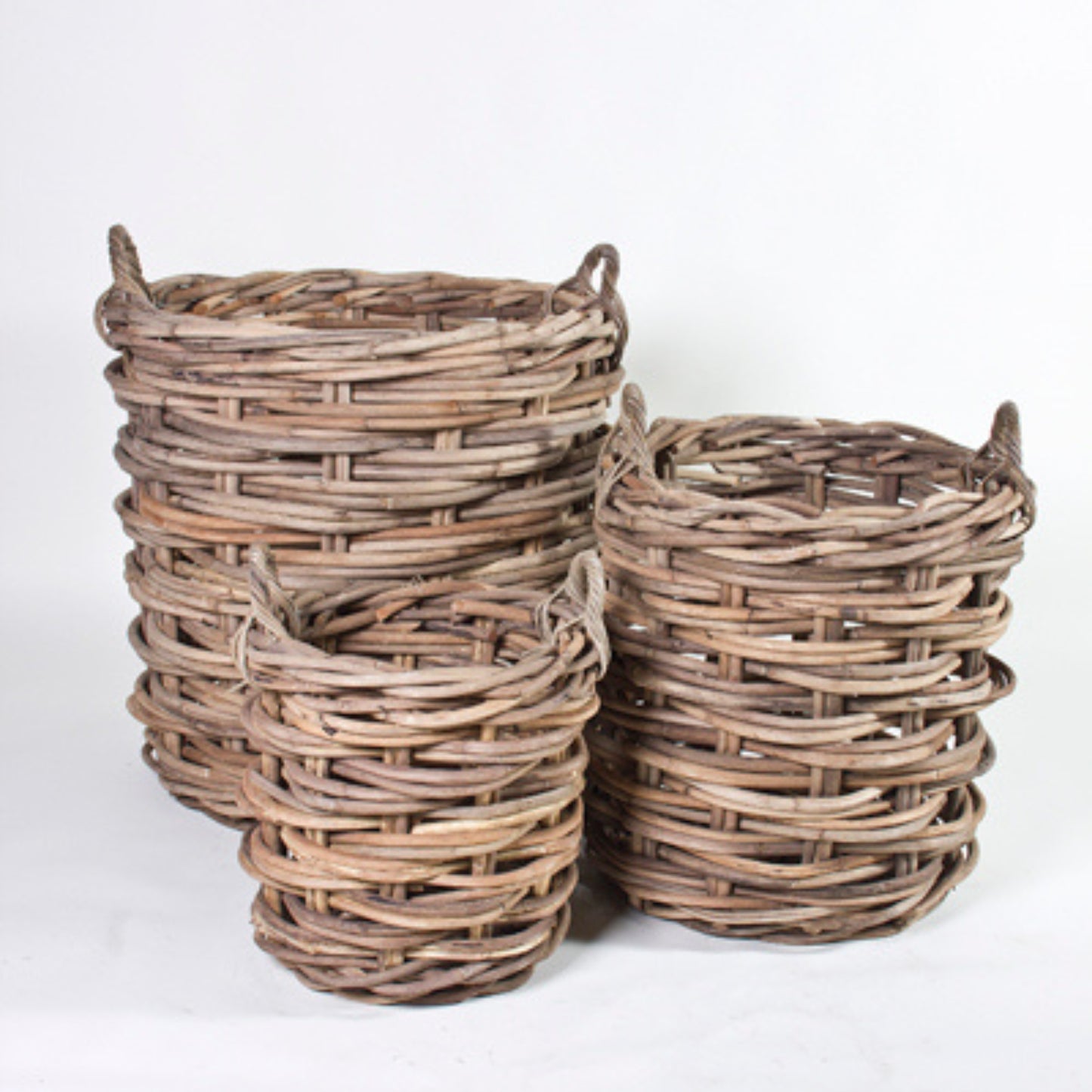 ROUND JUMBO BASKET S/3 w/KOBOO HANDLE CL GREY