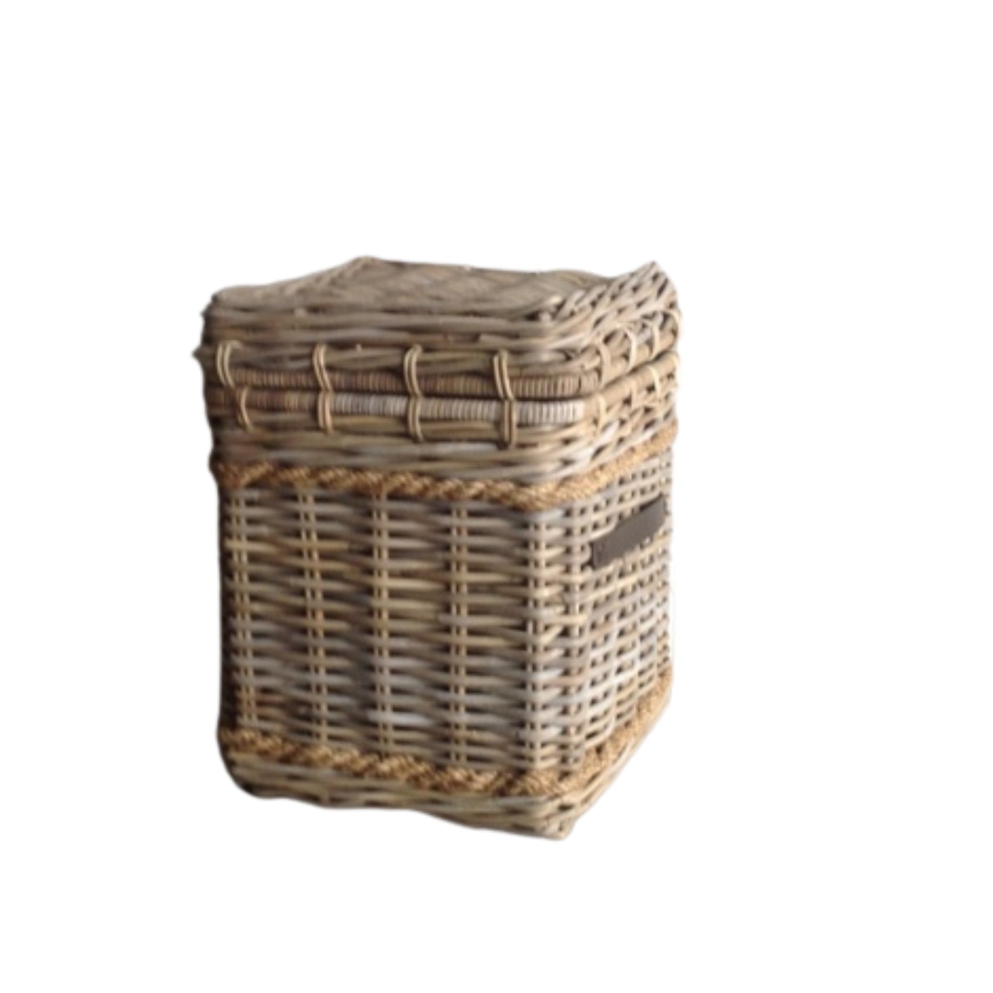 BEISTELLTISCH MIT LEDERRIEMEN KOBOO GREY