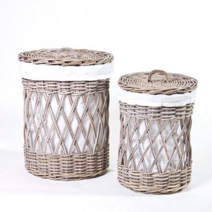 ROUND LAUNDRY BASKET w/LINING S/2