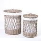 ROUND LAUNDRY BASKET w/LINING S/2