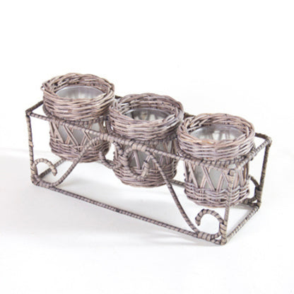 THREE CANDLEHOLDERS W/O GLASS