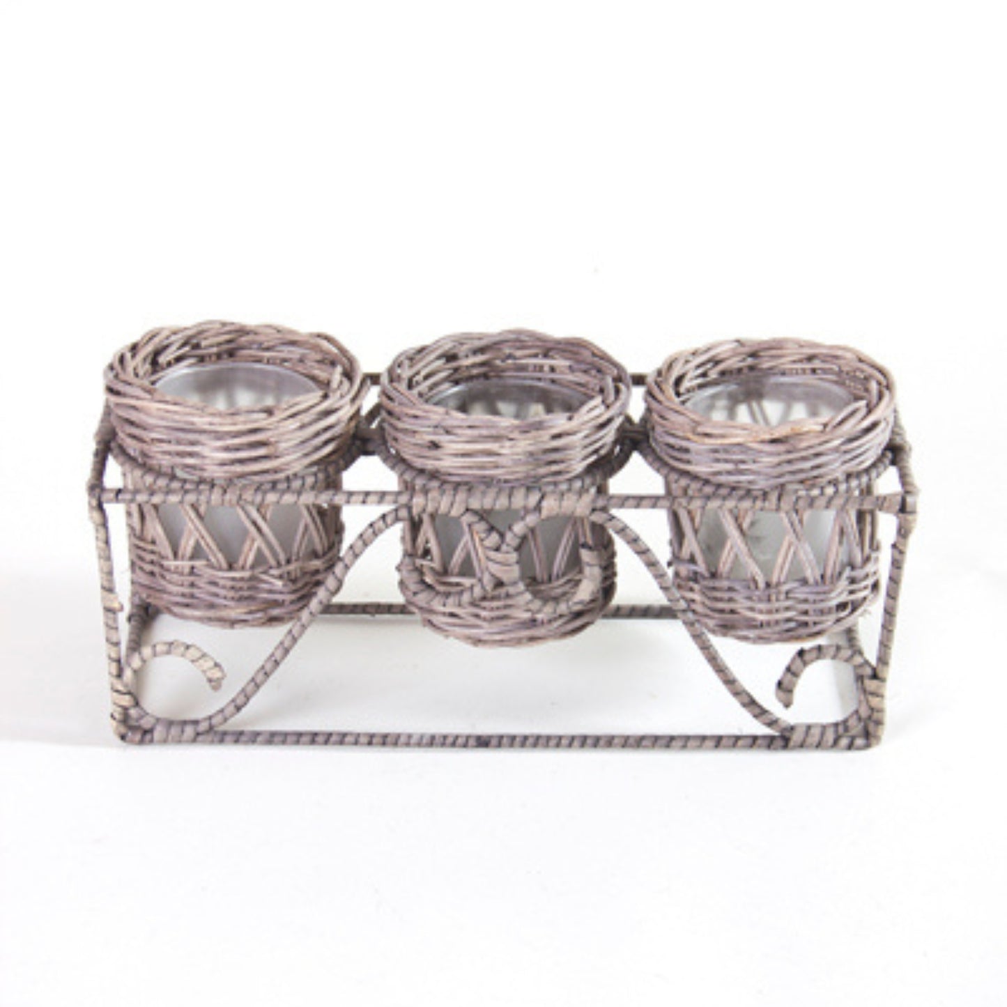 THREE CANDLEHOLDERS W/O GLASS