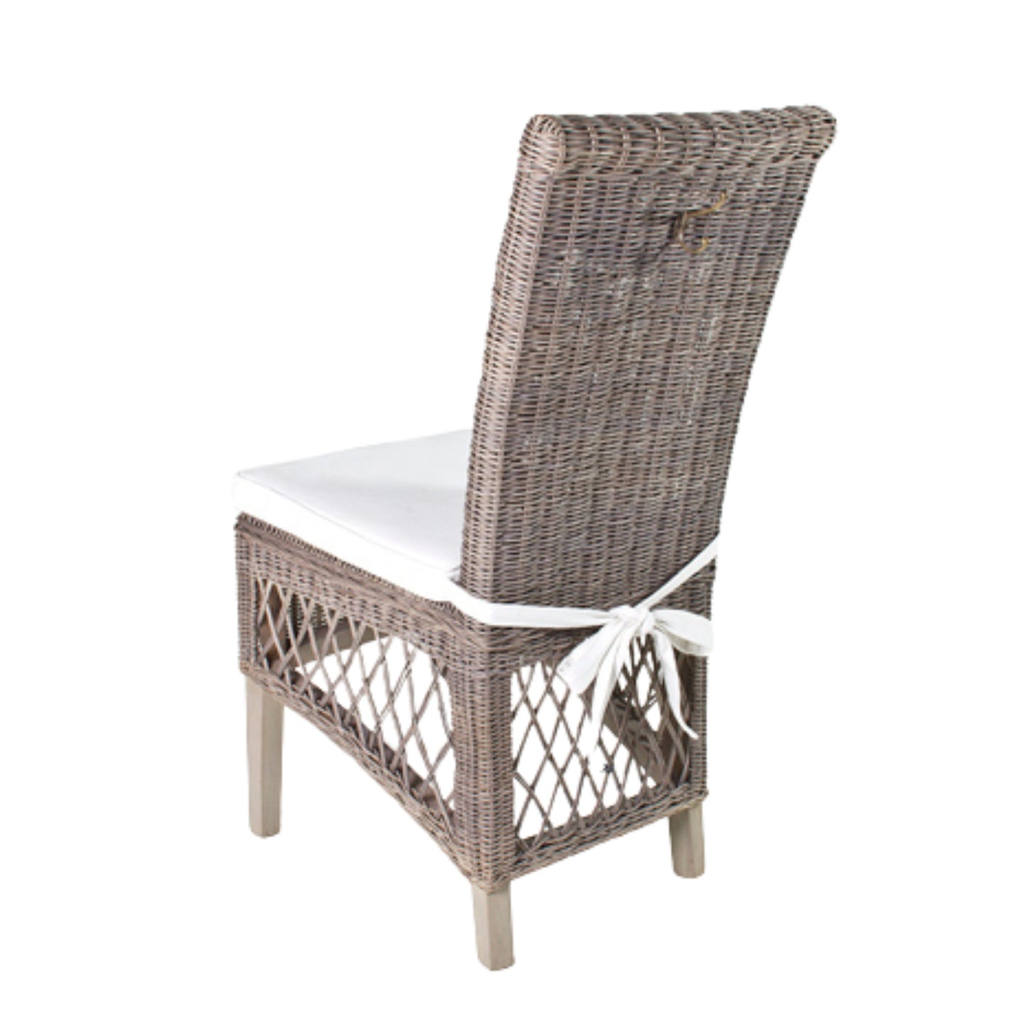 DINING CHAIR SRIMIT GREY W/WHITE CUSHION & HOOK ON BACK