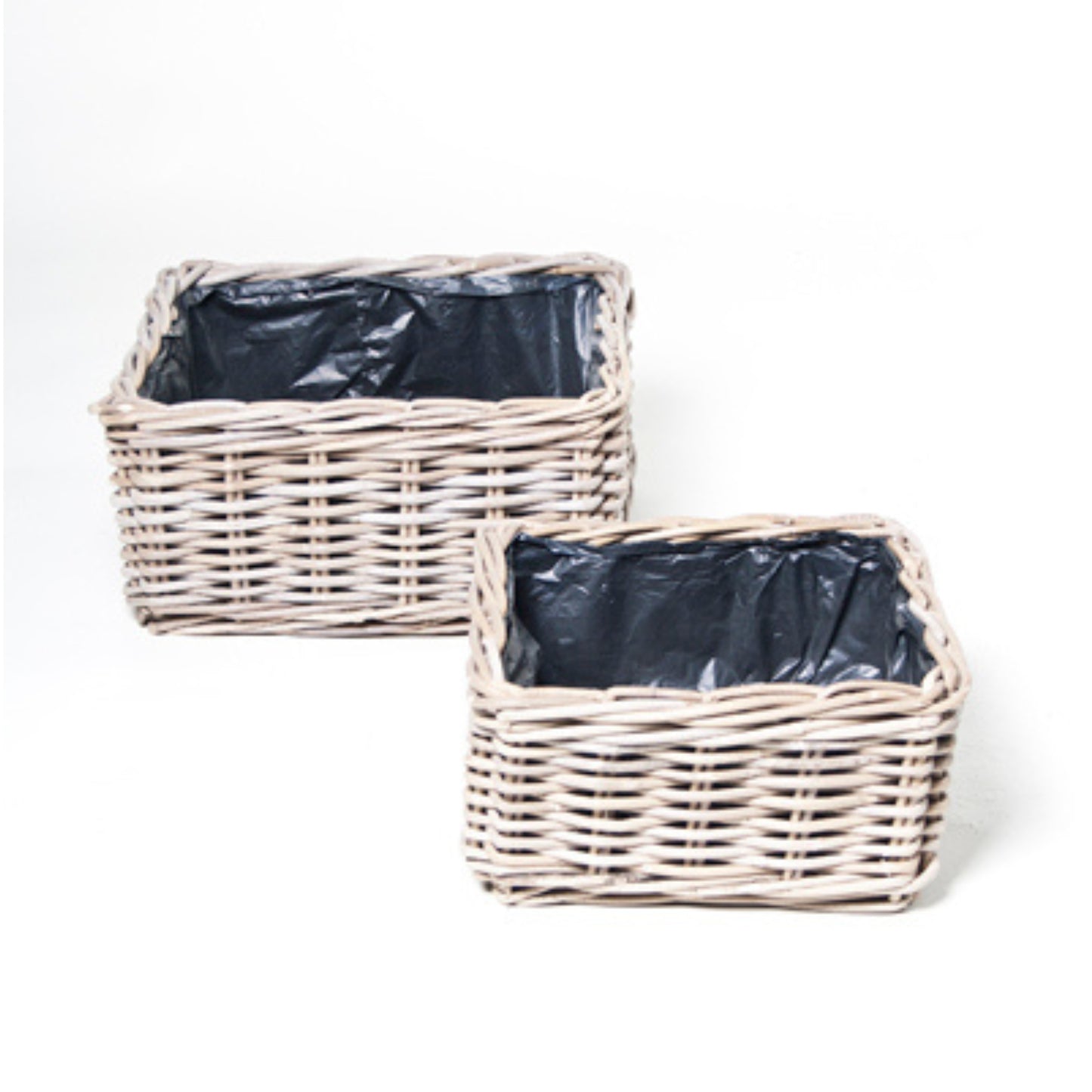 FLOWER BASKET S/2 w/PLASTIC