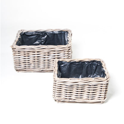 FLOWER BASKET S/2 w/PLASTIC