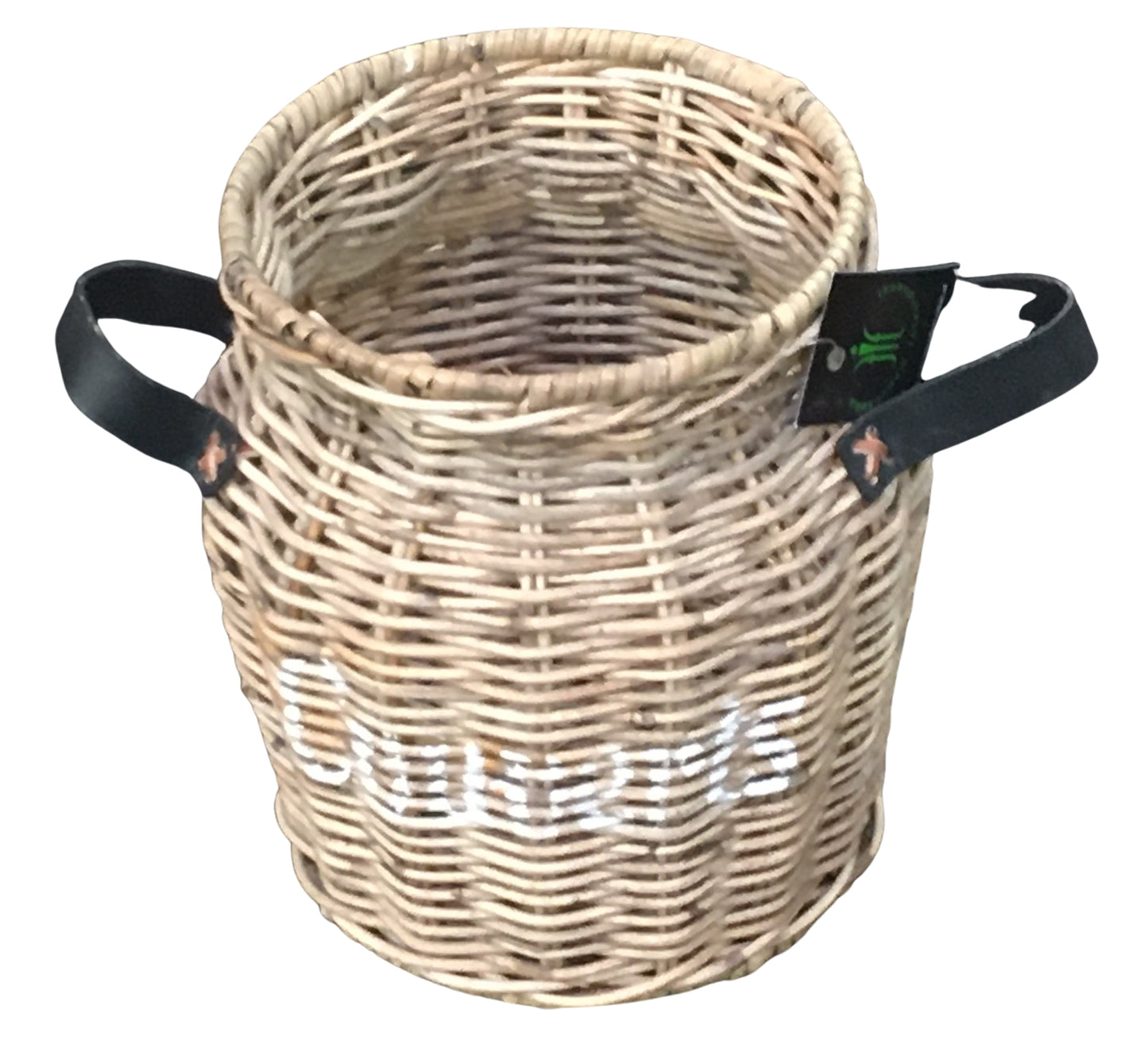 STORAGE BASKET w/LEATHER HANDLE ‘COUVERTS’