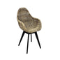 SESSEL LIEGE RATTAN GRAU / HOLZBEINE TEAK SCHWARZ FARBE