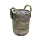 BASKET STRIPE ROUND GRAY WITH ROPE HANDLE Ø 19 H.26cm INCL PLASTIC LINING