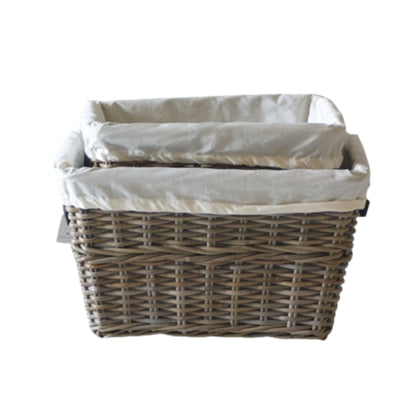 LAUNDRY BASKET w/LEATHER HANDLES AND LINING S/2
