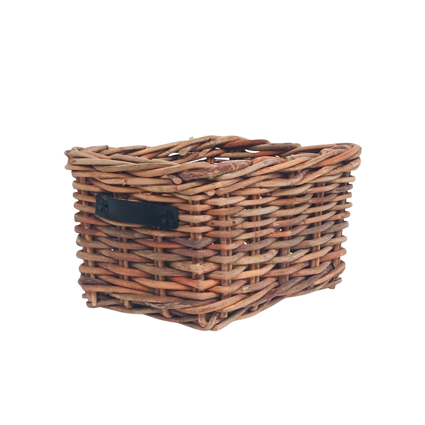RECT. BASKET LARGE w/LEATHER HANDLE - CL GREY