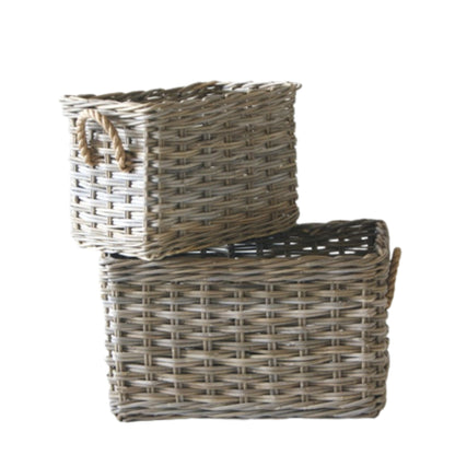 RECT BASKET w/ROPE HANDLES S/2