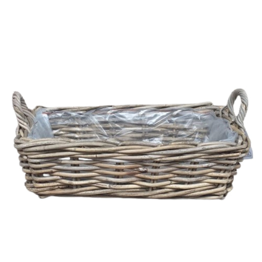 RECHTECKIGER KORB m. GRIFF KOBOO GRAU 47x27xH14cm INKL. KUNSTSTOFFEINLAGE