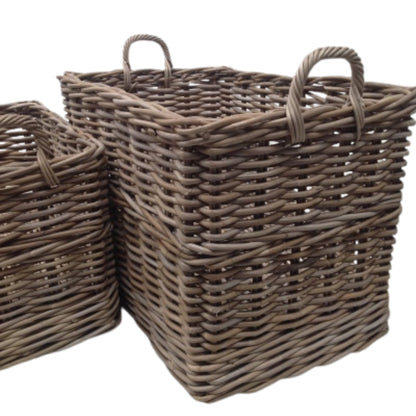 RECT BASKET S/2 W/WHEELS KOBOO GREY
