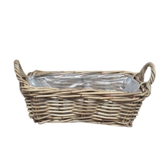 RECHTECKIGER KORB MIT GRIFF KOBOO GRAU 37x22xH12cm INKL. PLASTIKINNENFUTTER