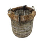 BASKET ROUND KUBU GREY w/GOAT FUR