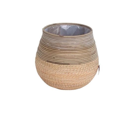 BASKET ROUND Ø40×H33cm KOBOO GREY & LASIO LOMBOK w/PLASTIC BAG