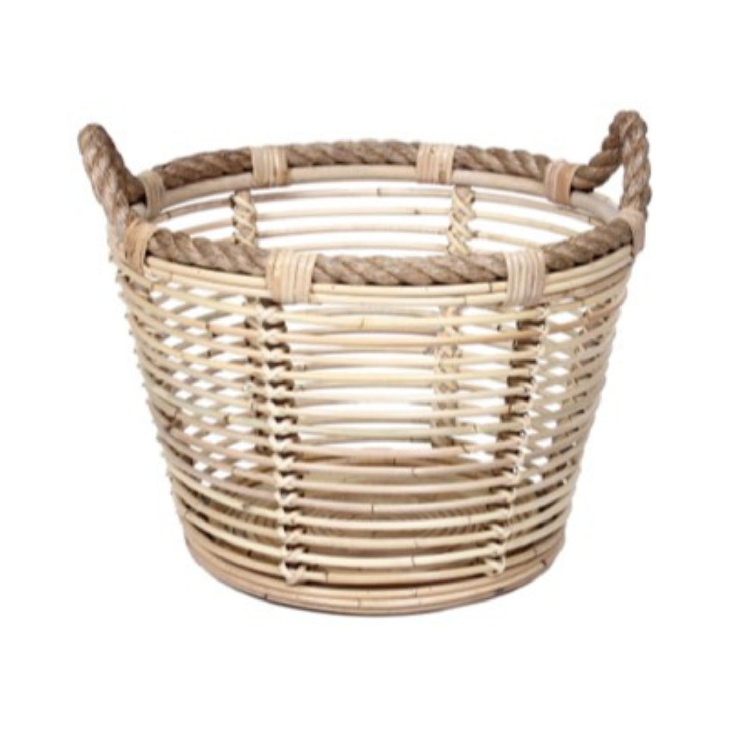 BASKET ROUND w/ROPE HANDLE - NATURAL YELLOW