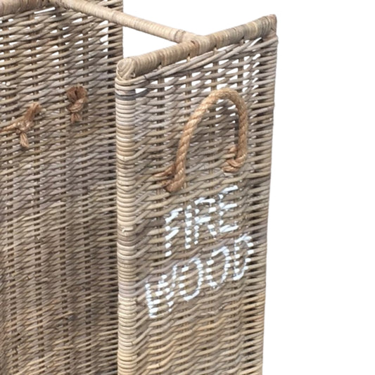 HOLZHALTER AUF EISENRAHMEN XXL H100cm „FIRE WOOD“ KOBOO GRAU