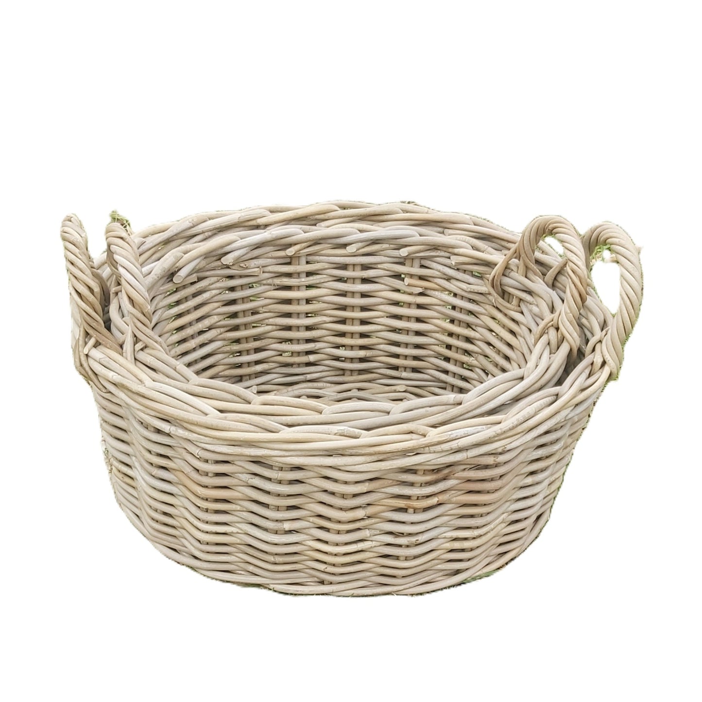 OVAL BASKET S/2 w/HANDLE KOBOO GREY