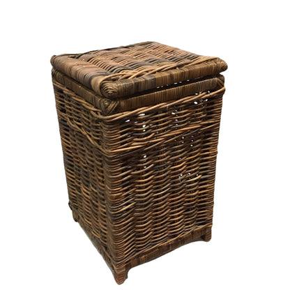 LAUNDRY BASKET SQUARE w/LINING - ANTIQ