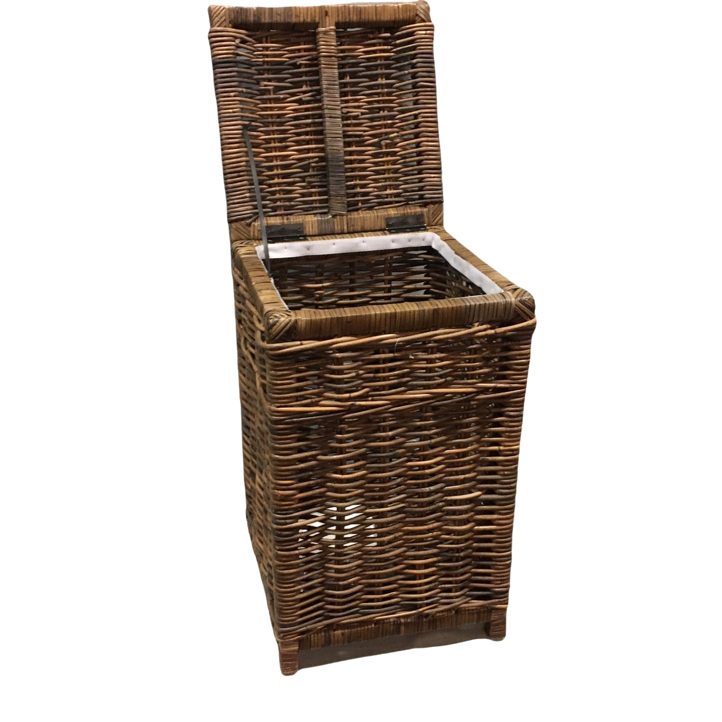LAUNDRY BASKET SQUARE w/LINING - ANTIQ