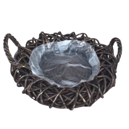 PFLANZENKRANZ m. GRIFF KROKO RATTAN Ø.40 H.12cm INKL. FOLIENAUSKLEIDUNG