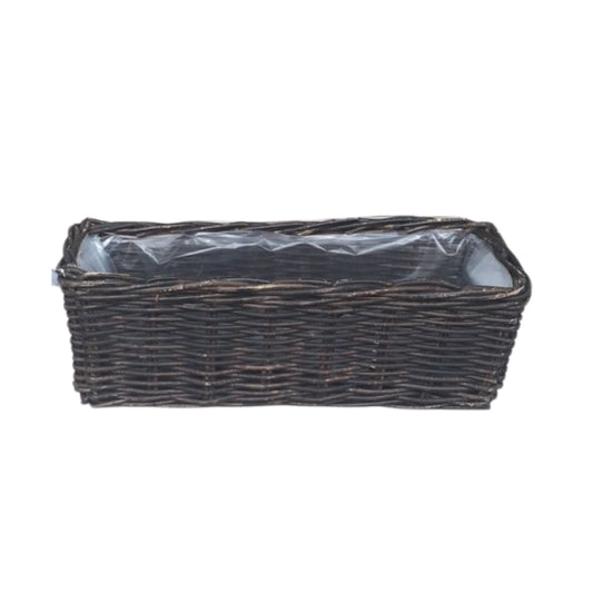 RECHTECKIGER PFLANZKÜBEL GROSS 60x23xH20cm KROKO-RATTAN INKL. KUNSTSTOFFEINLAGE