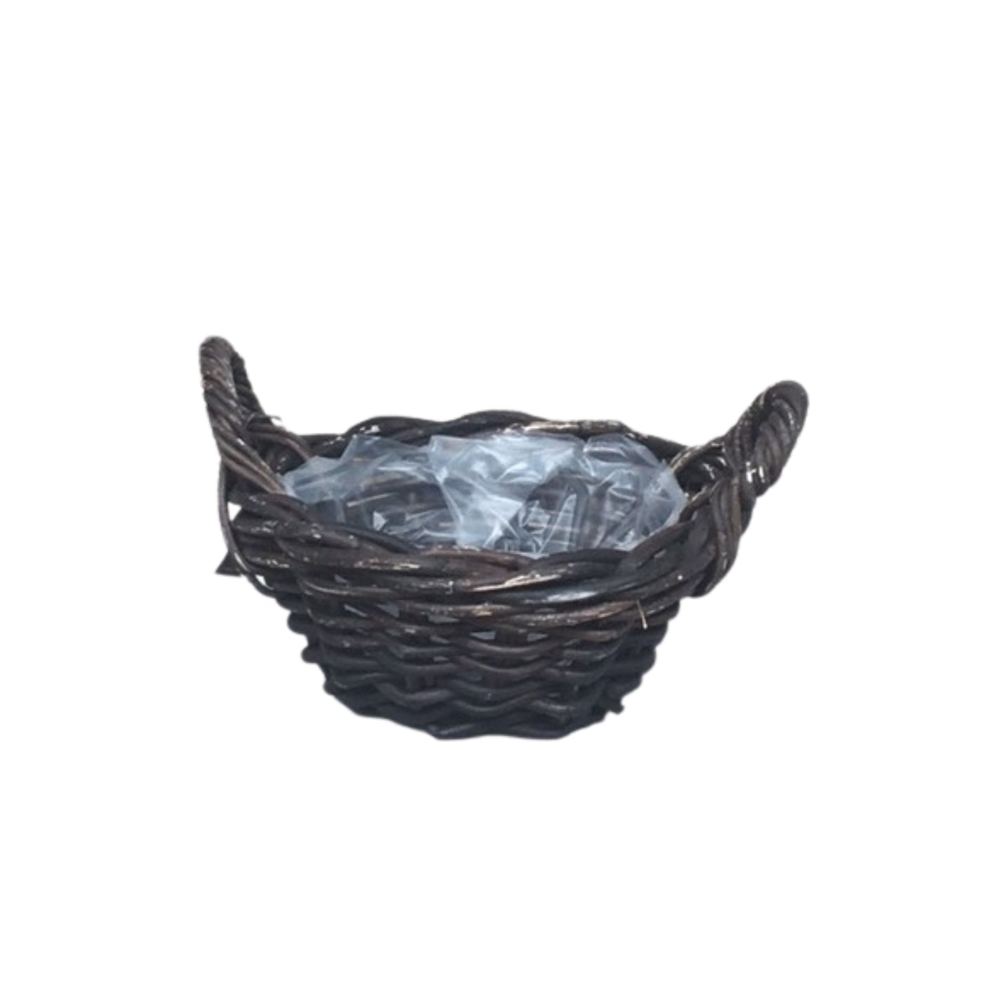 SCHAAL ROUND w/HANDLE CROCO RATTAN Ø.26 H.12cm INCL PLASTIC LINING