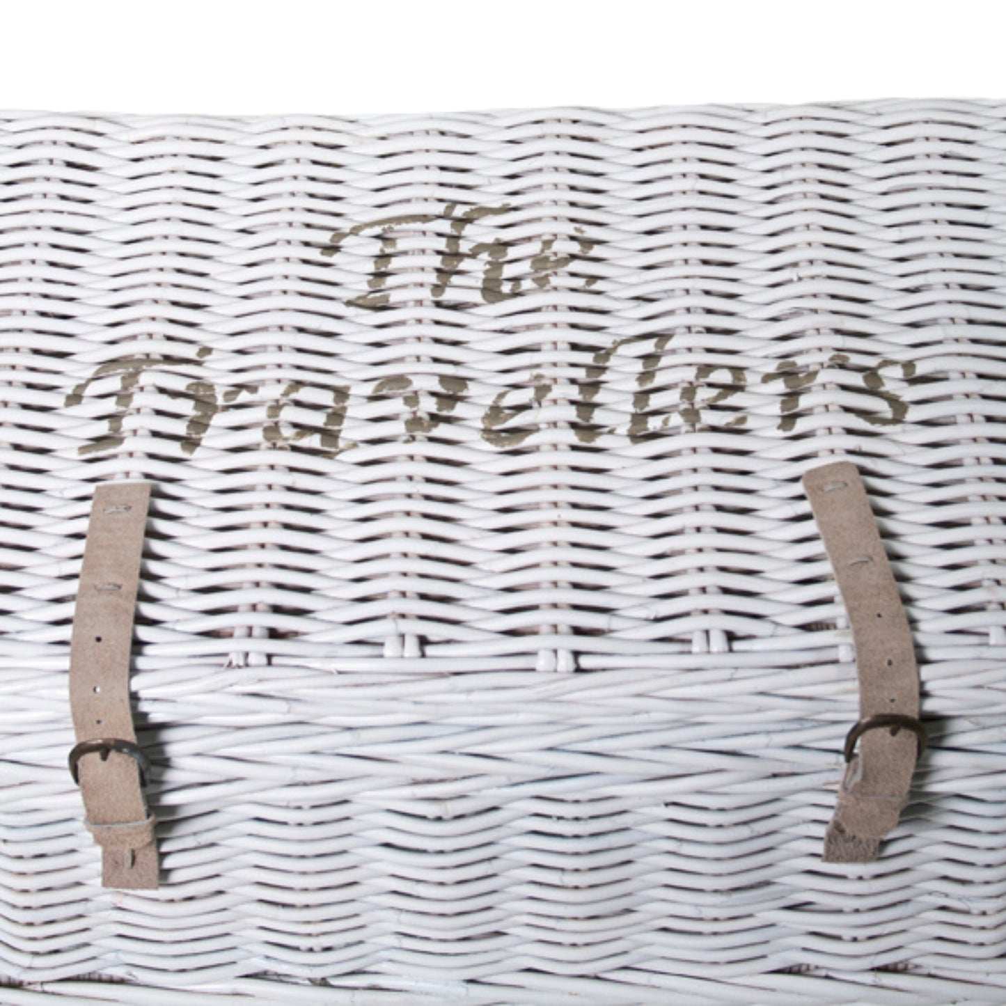 CHEST UNDER BED W/LEATHER BELT 'THE TRAVELLERS' WHITE FINISH