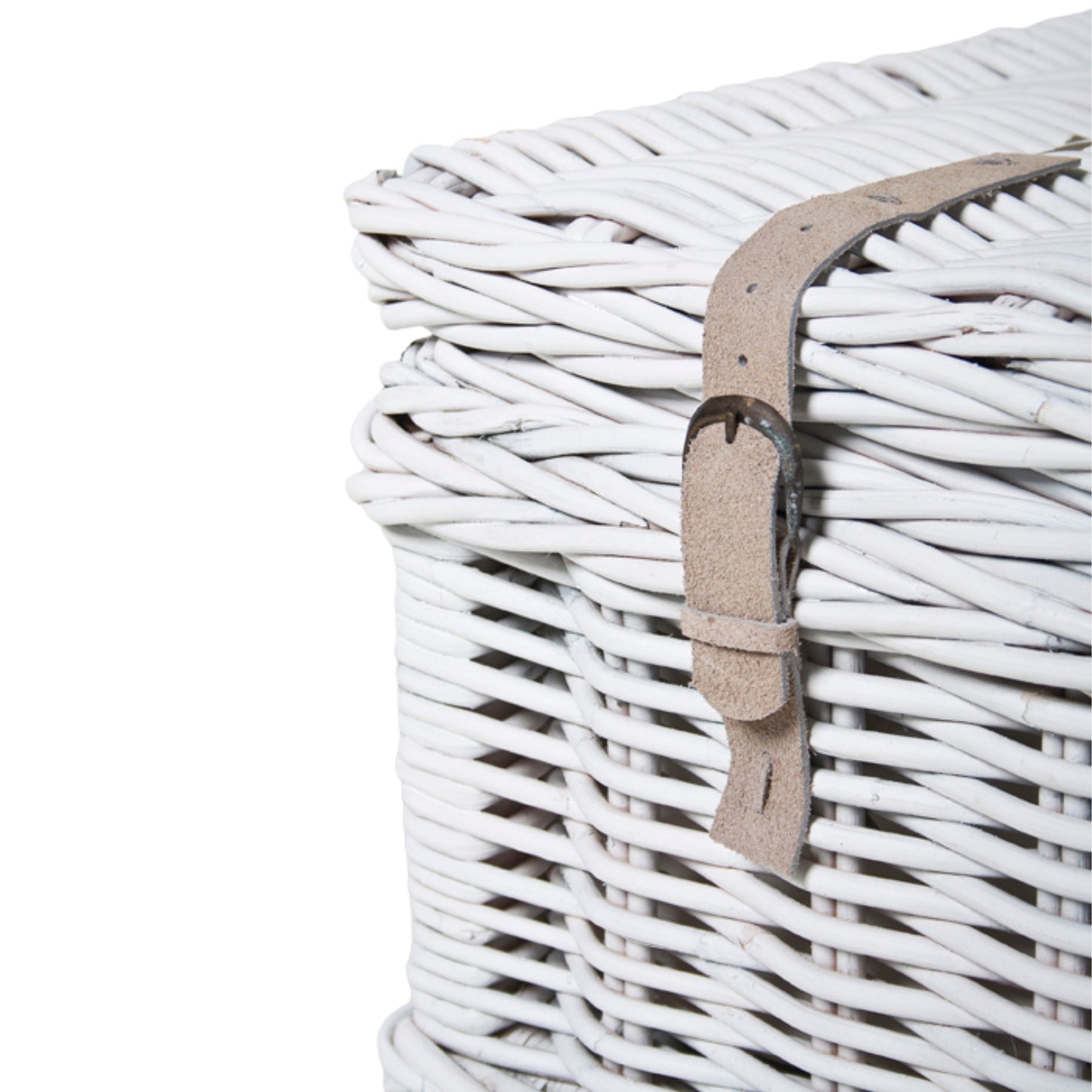 CHEST UNDER BED W/LEATHER BELT 'THE TRAVELLERS' WHITE FINISH