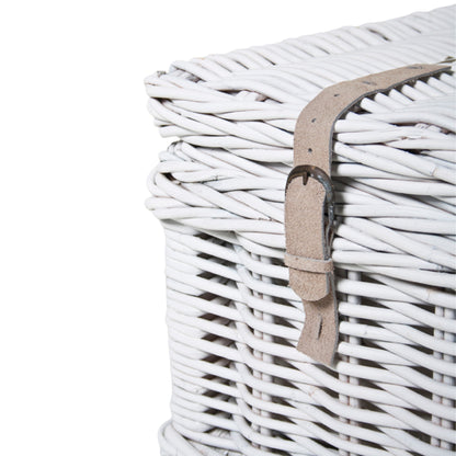 CHEST UNDER BED W/LEATHER BELT 'THE TRAVELLERS' WHITE FINISH