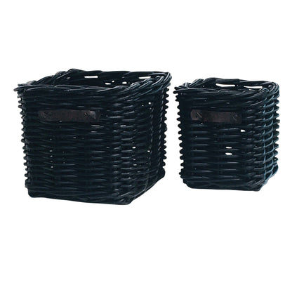 QUADRATISCHER KORB S/2 mit LEDERGRIFF KL - SOLID BLACK