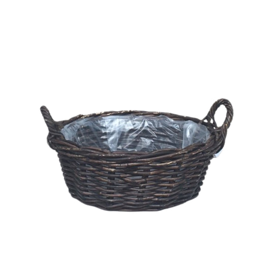 SCHALE RUND m/GRIFF KROKO RATTAN Ø.35 H.15cm INKL. KUNSTSTOFFEINLAGE