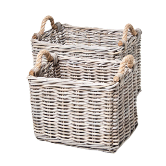 RECHTECKIGER KORB MIT SEILGRIFFEN 2ER-SET