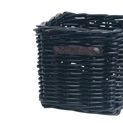 QUADRATISCHER KORB S/2 mit LEDERGRIFF KL - SOLID BLACK