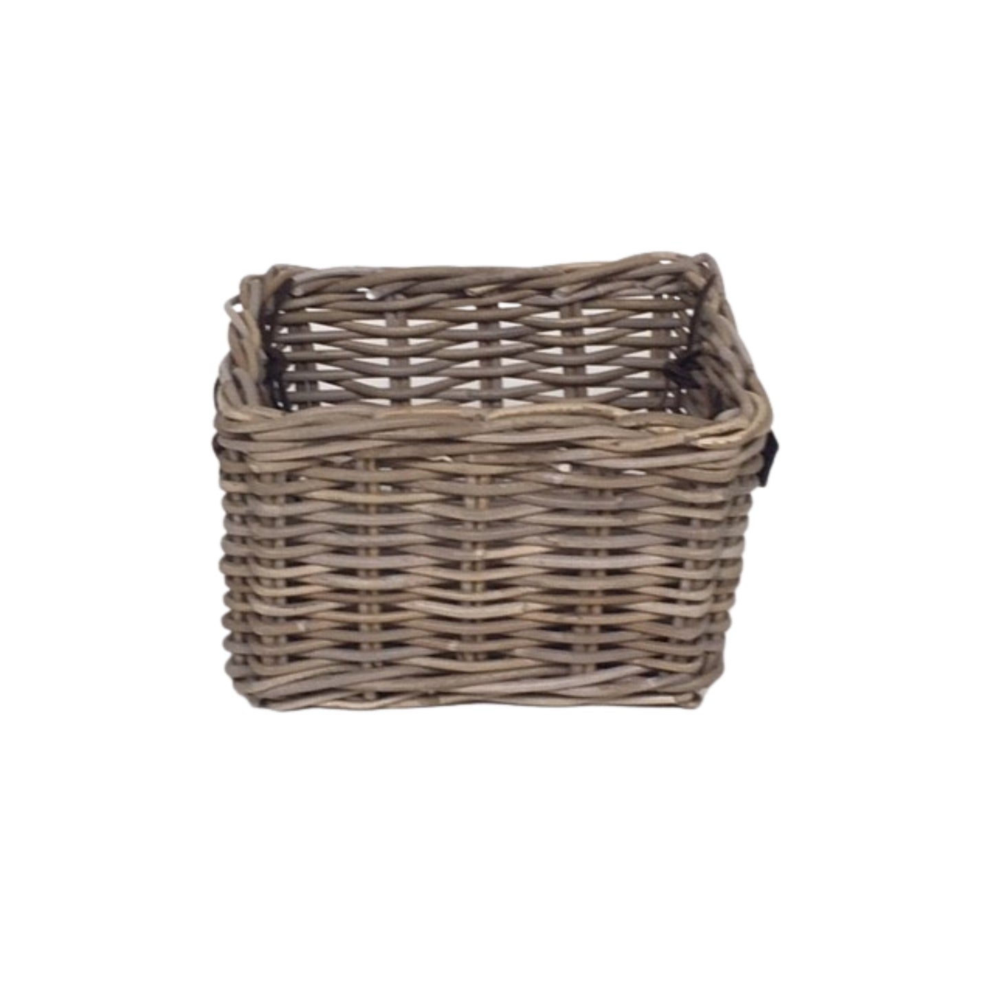 RECT. BASKET SMALL w/LEATHER HANDLE - KOBOO GREY
