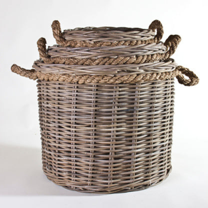 ROUND BASKET w/ROPE S/3