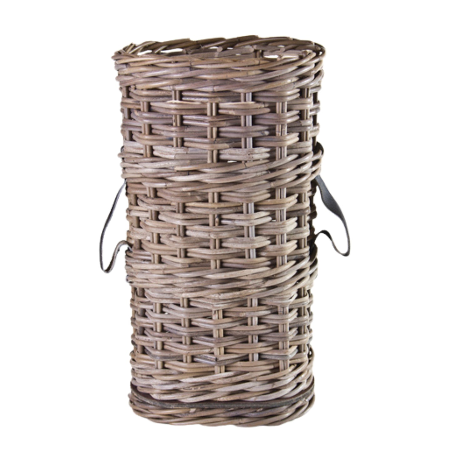 UMBRELLA BASKET OVAL HIGH with LEATHER HANDLE