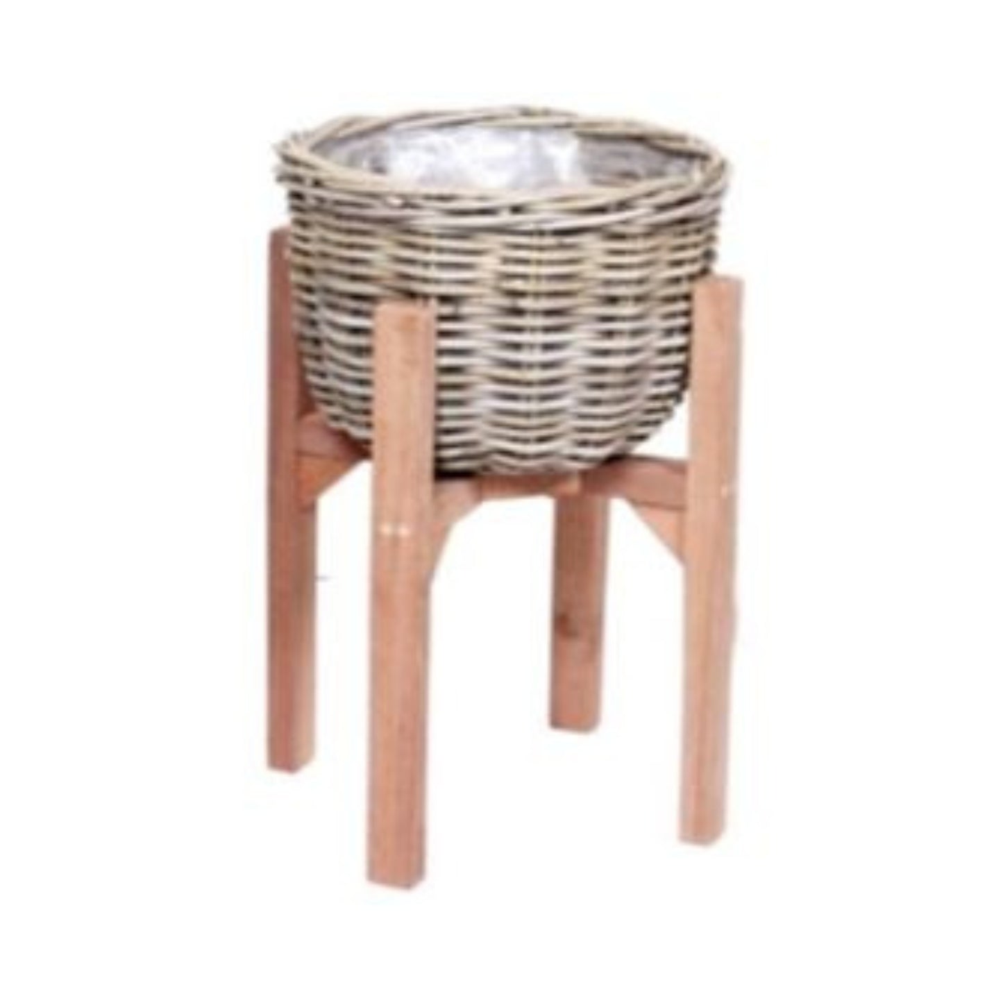 POT ROUND KOBOO GREY WITH WOODEN STAND Ø.32 H.58cm INCL PLASTIC LINING