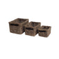 RECHTECKIGER KORB S/3 mit LEDERGRIFF KOBOO GREY