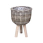 POT ROUND KOBOO GRAY WITH WOODEN STAND Ø.32 H.46cm INCL PLASTIC LINING