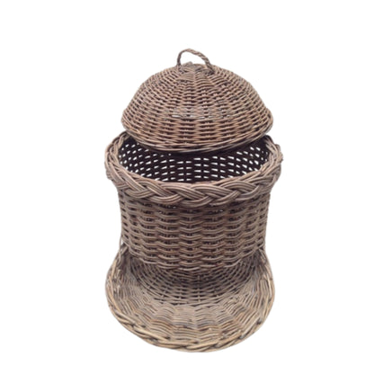 RATTAN-AUFBEWAHRUNG MIT DECKEL GROSS SRIMIT GRAU
